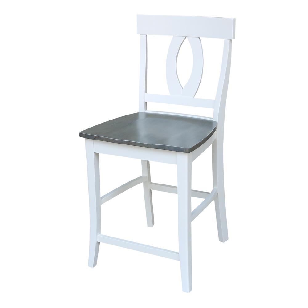 Verona Counter height Stool - 24" Seat Height, White/Heather gray. Picture 9