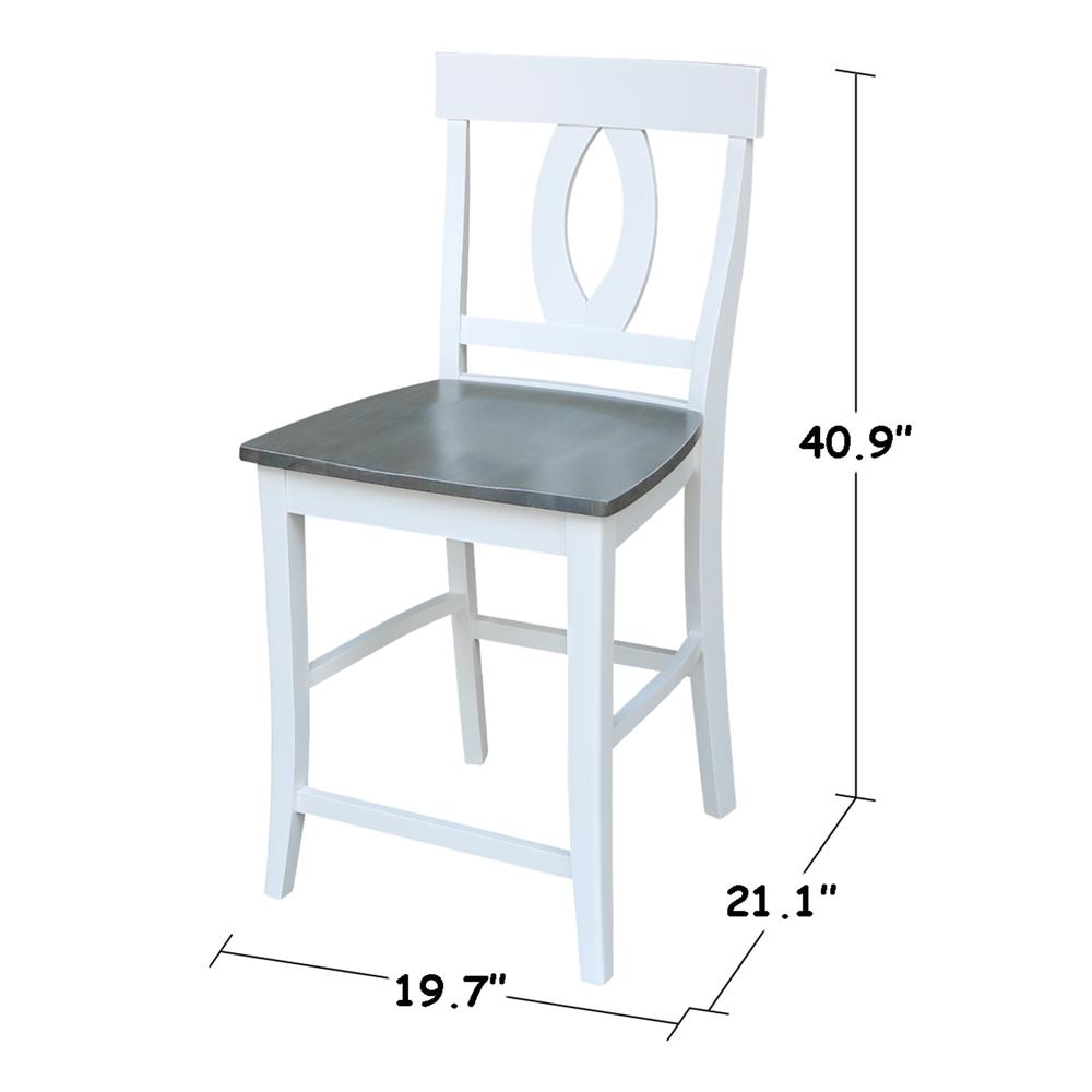 Verona Counter height Stool - 24" Seat Height, White/Heather gray. Picture 2