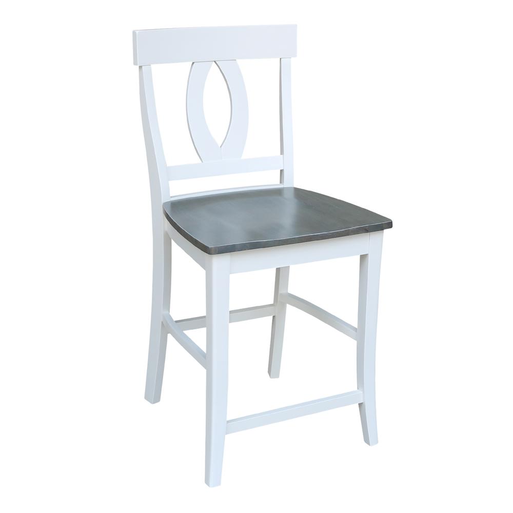 Verona Counter height Stool - 24" Seat Height, White/Heather gray. Picture 3