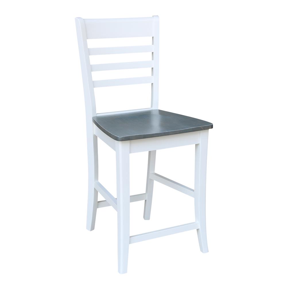 Roma Counter height Stool - 24" Seat Height, White/Heather gray. Picture 3