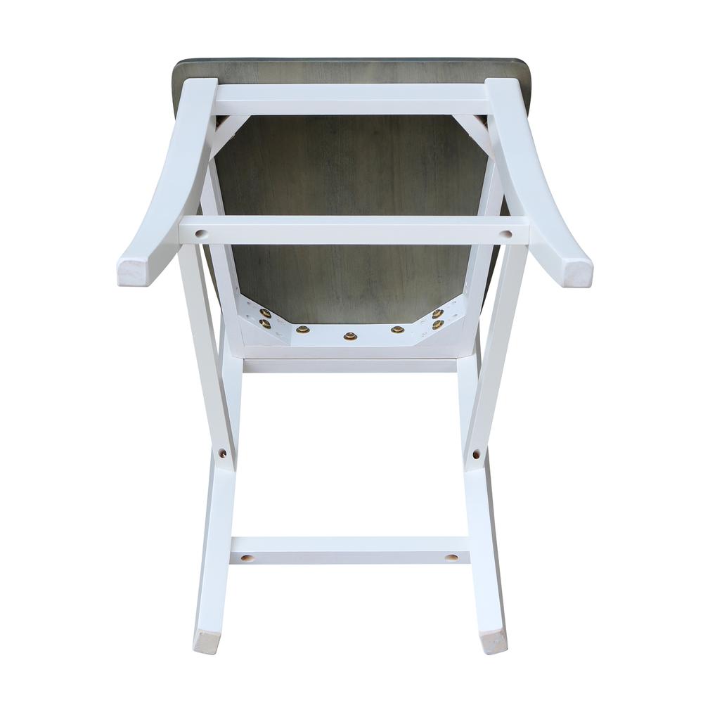 Roma Counter height Stool - 24" Seat Height, White/Heather gray. Picture 7