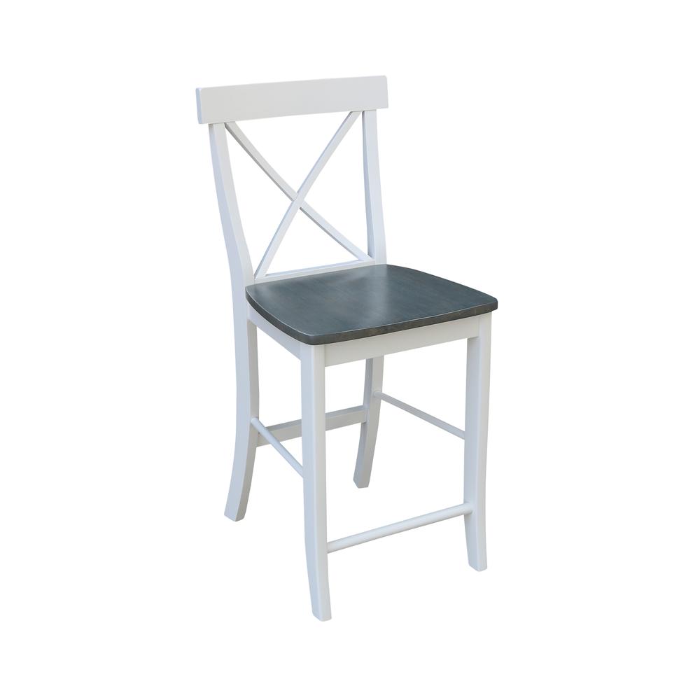X-back Counterheight Stool - 24" Seat Height, White/Heather Gray. Picture 3