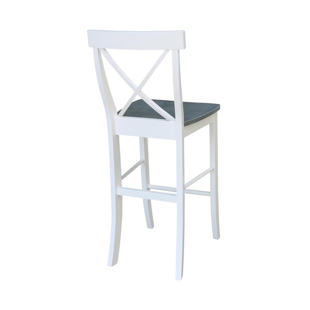 X-back Barheight Stool - 30" Seat Height, White/Heather Gray. Picture 1
