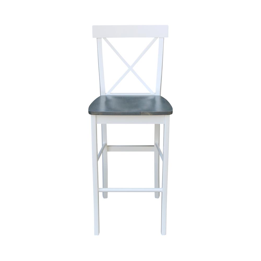 X-back Barheight Stool - 30" Seat Height, White/Heather Gray. Picture 5