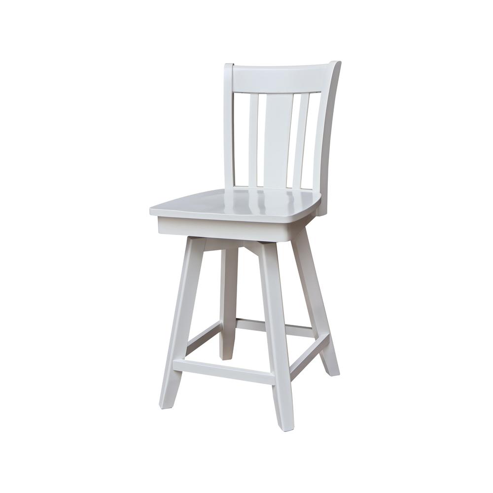 San Remo Counter Height Stool with 24 in. H Swivel Seat in White. Picture 1