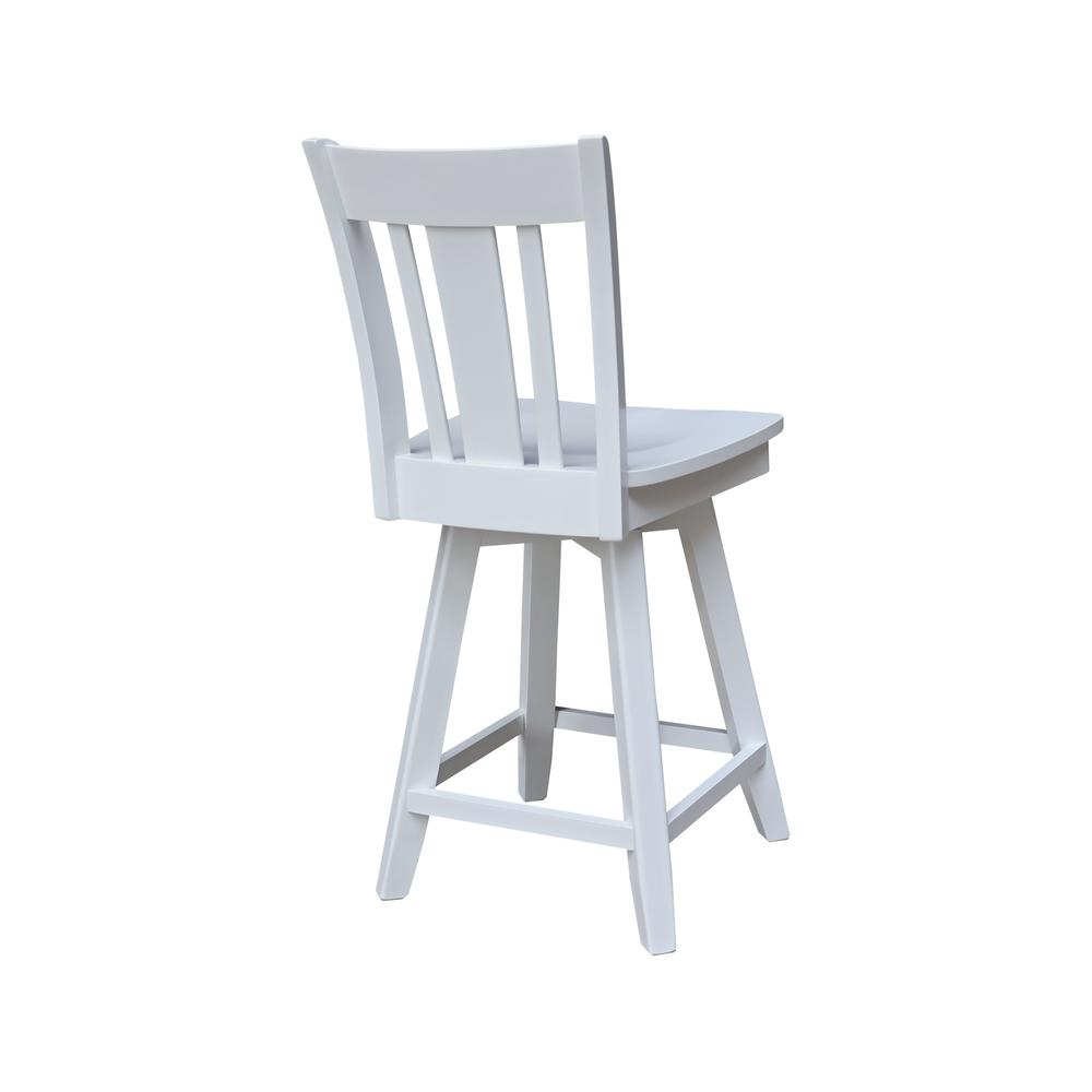 San Remo Counter Height Stool with 24 in. H Swivel Seat in White. Picture 6