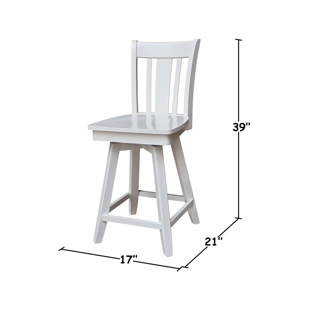San Remo Counter Height Stool with 24 in. H Swivel Seat in White. Picture 12