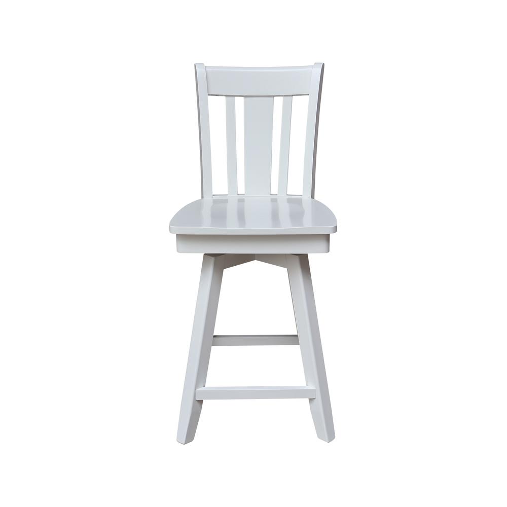 San Remo Counter Height Stool with 24 in. H Swivel Seat in White. Picture 3
