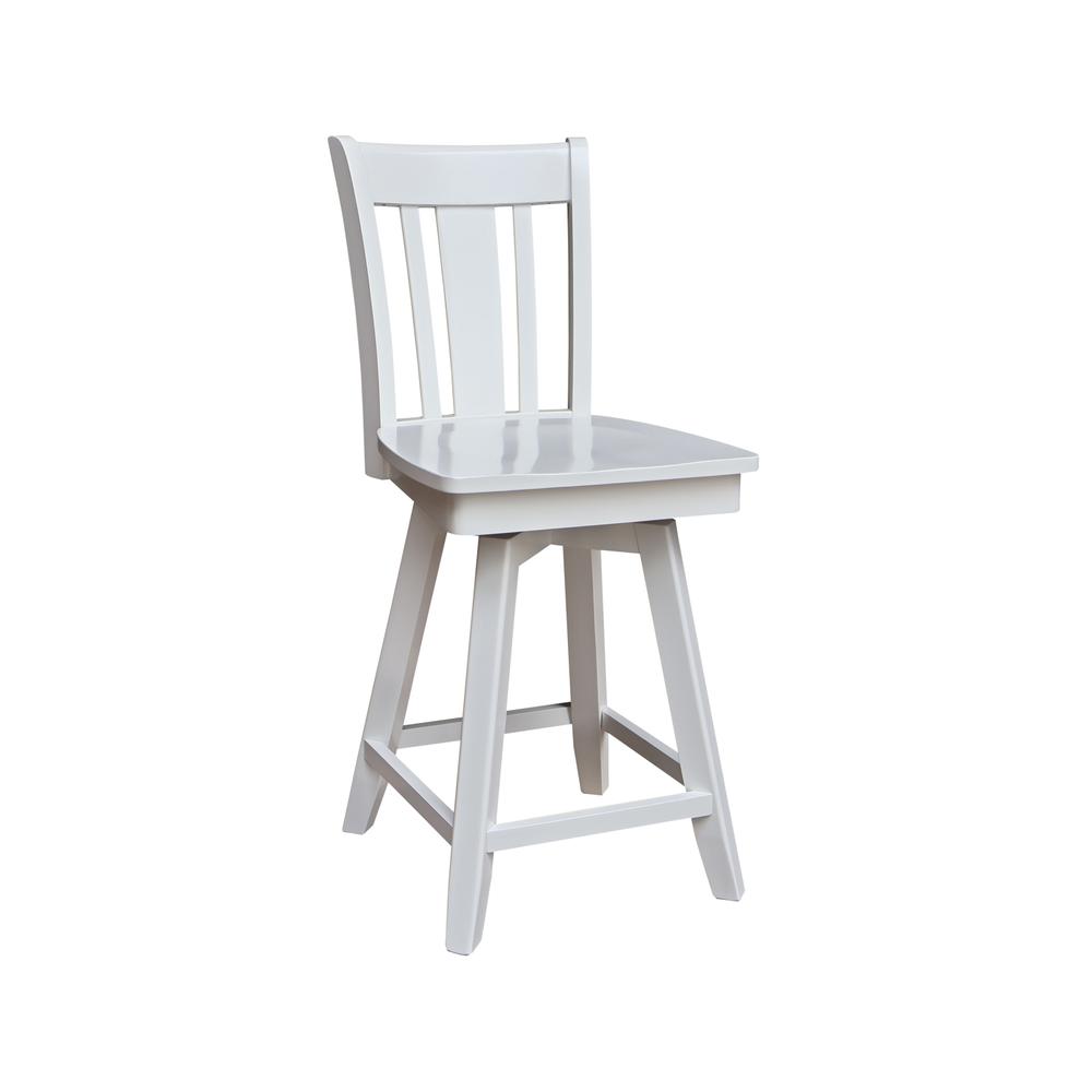 San Remo Counter Height Stool with 24 in. H Swivel Seat in White. Picture 4