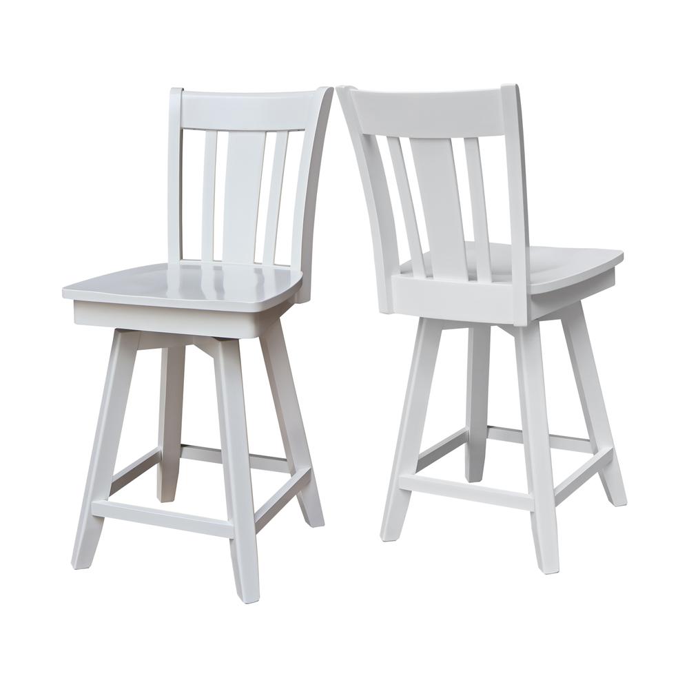 San Remo Counter Height Stool with 24 in. H Swivel Seat in White. Picture 7