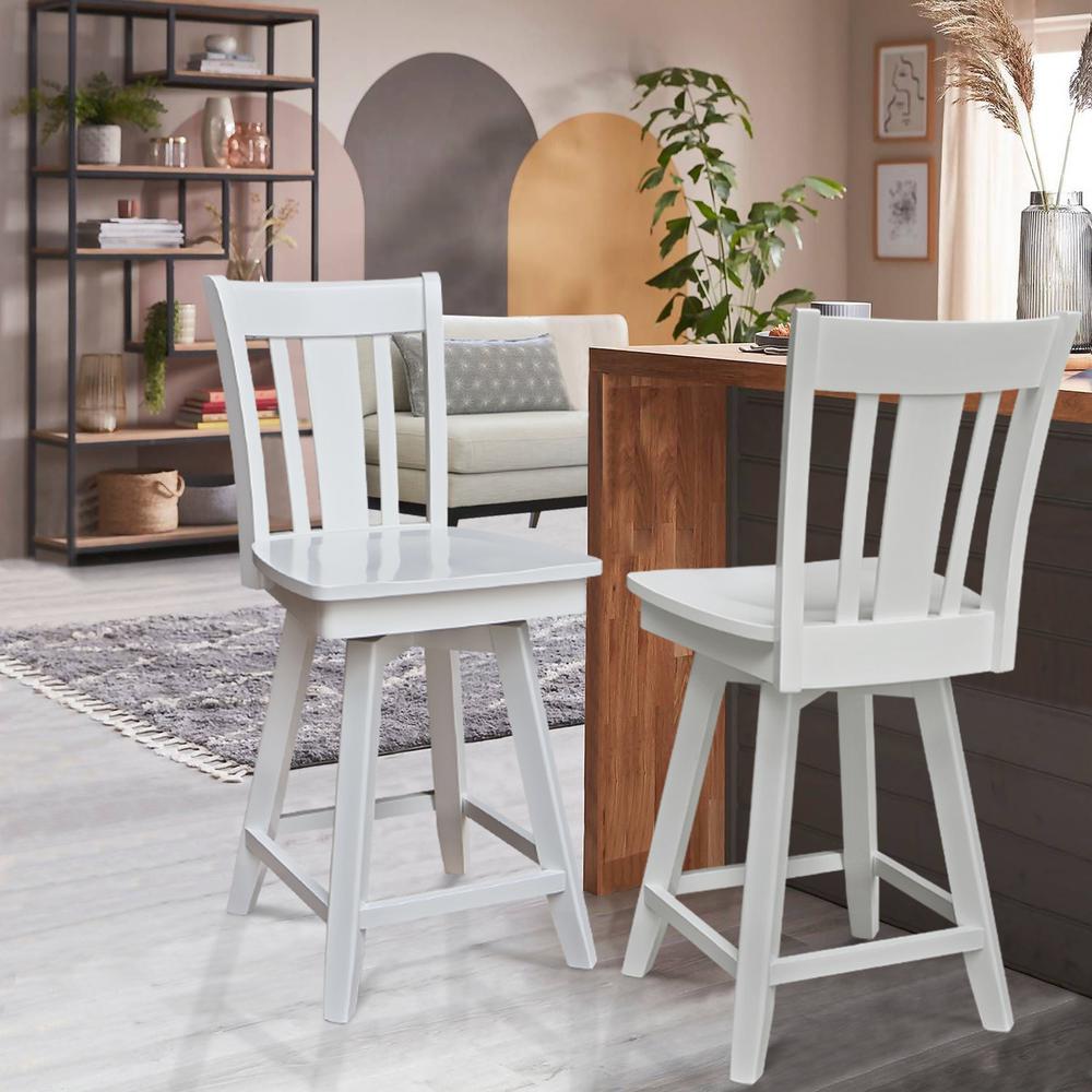 San Remo Counter Height Stool with 24 in. H Swivel Seat in White. Picture 2