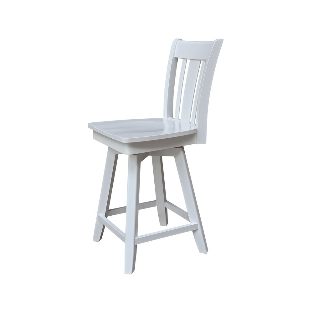 San Remo Counter Height Stool with 24 in. H Swivel Seat in White. Picture 5