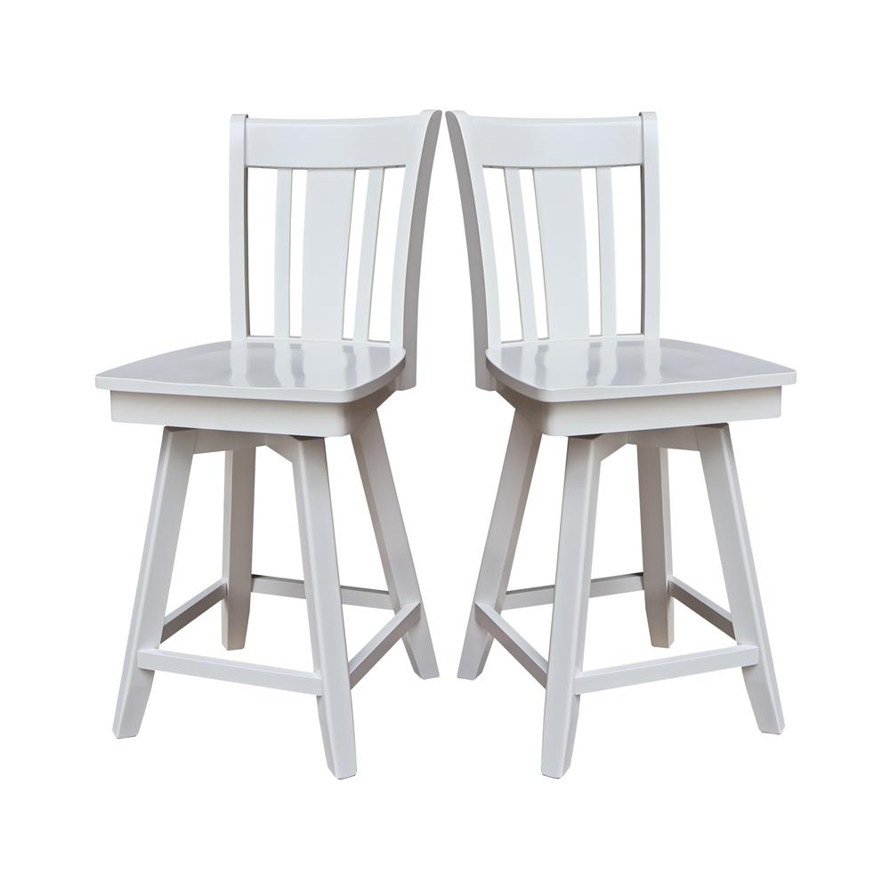San Remo Counter Height Stool with 24 in. H Swivel Seat in White. Picture 8