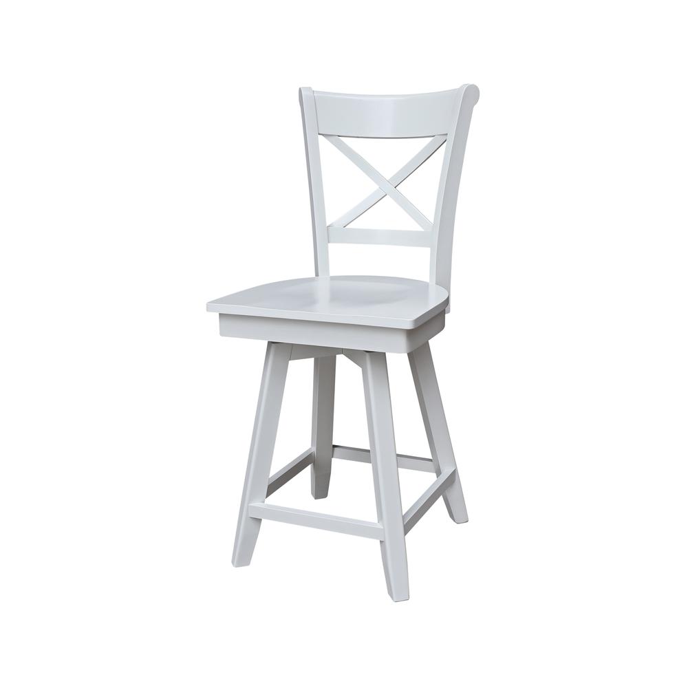 Charlotte Counter Height Stool with 24 in. H Swivel Seat in White. Picture 1