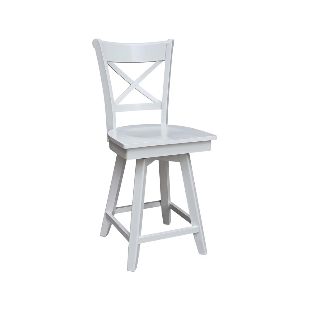 Charlotte Counter Height Stool with 24 in. H Swivel Seat in White. Picture 4