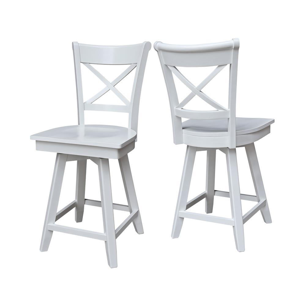 Charlotte Counter Height Stool with 24 in. H Swivel Seat in White. Picture 7