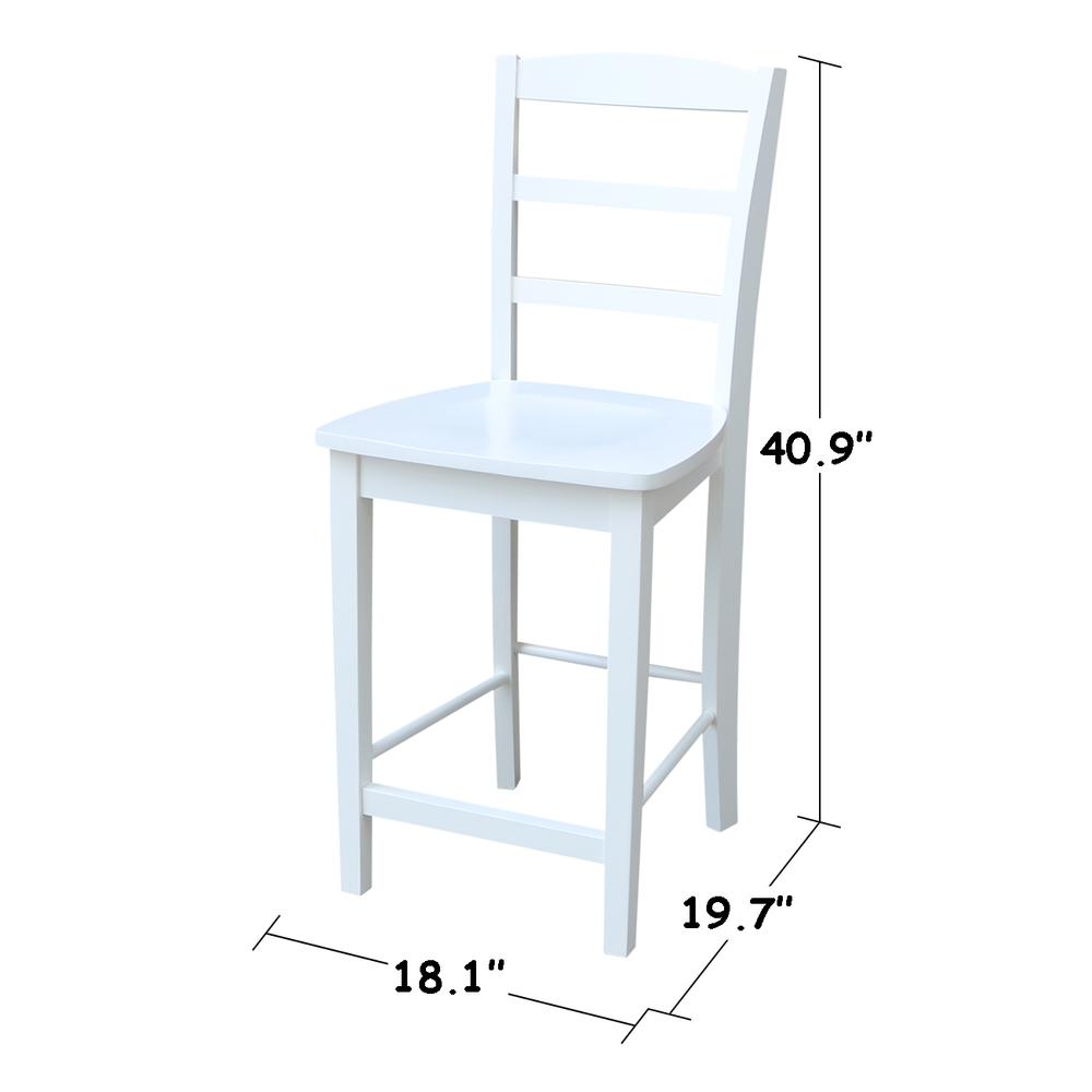 Madrid Counter height Stool - 24" Seat Height, White. Picture 2
