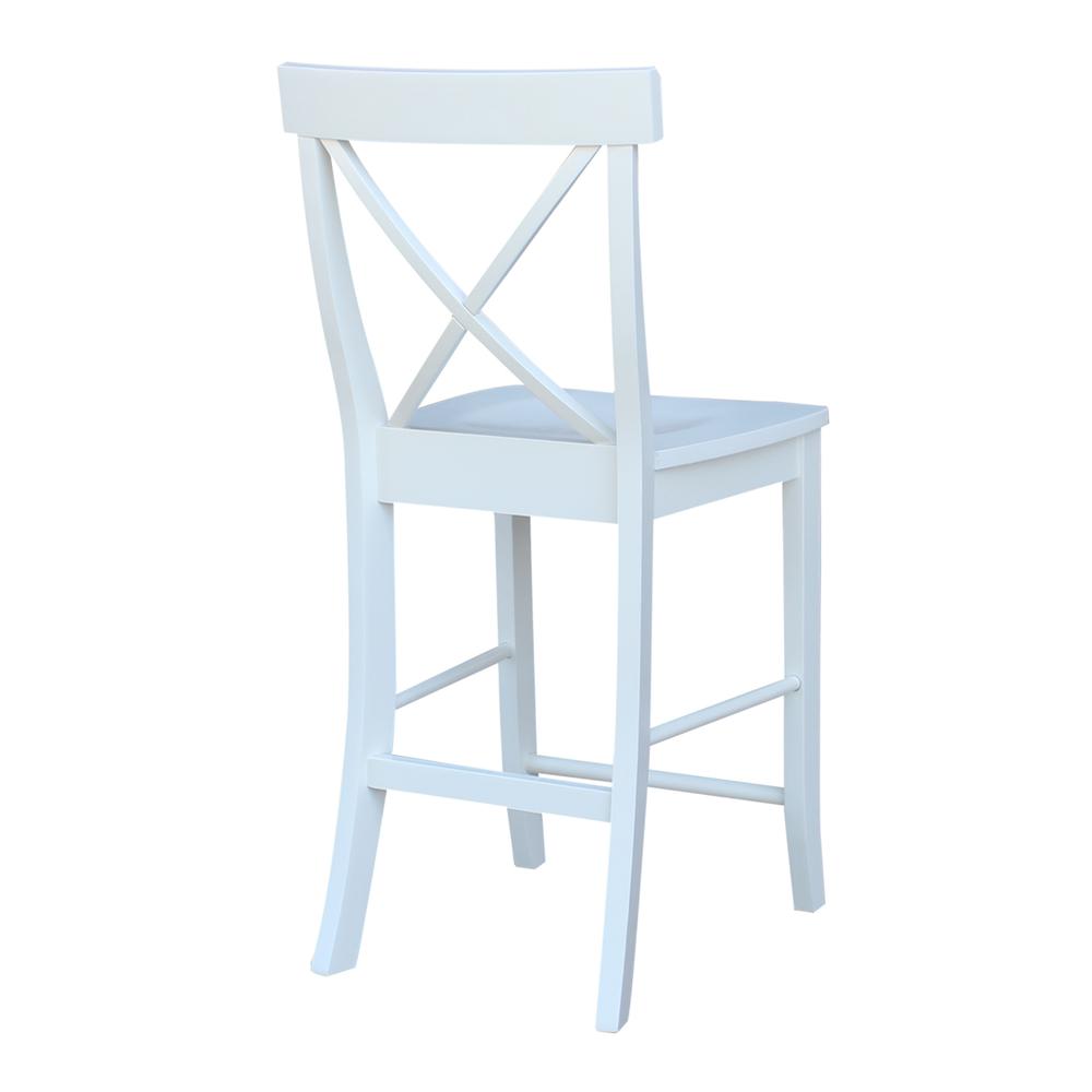 X-Back Counter height Stool - 24" Seat Height, White. Picture 1