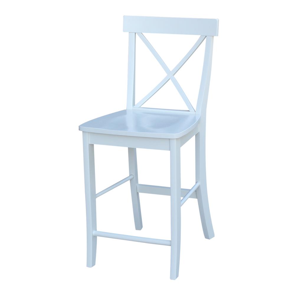 X-Back Counter height Stool - 24" Seat Height, White. Picture 3