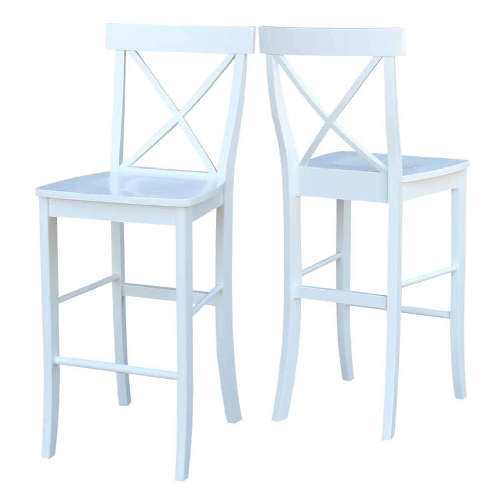 X-Back Bar height Stool - 30" Seat Height, White. Picture 2