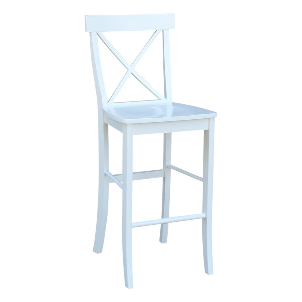 X-Back Bar height Stool - 30" Seat Height, White. Picture 4