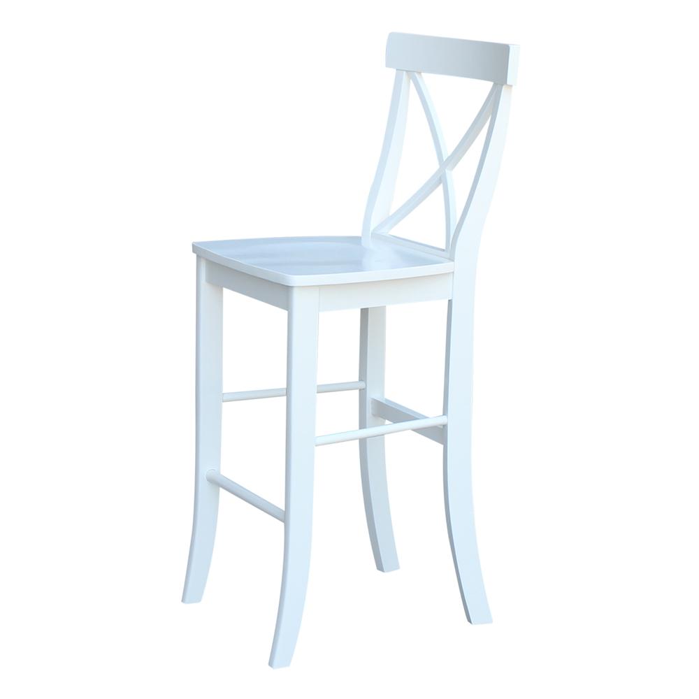X-Back Bar height Stool - 30" Seat Height, White. Picture 7