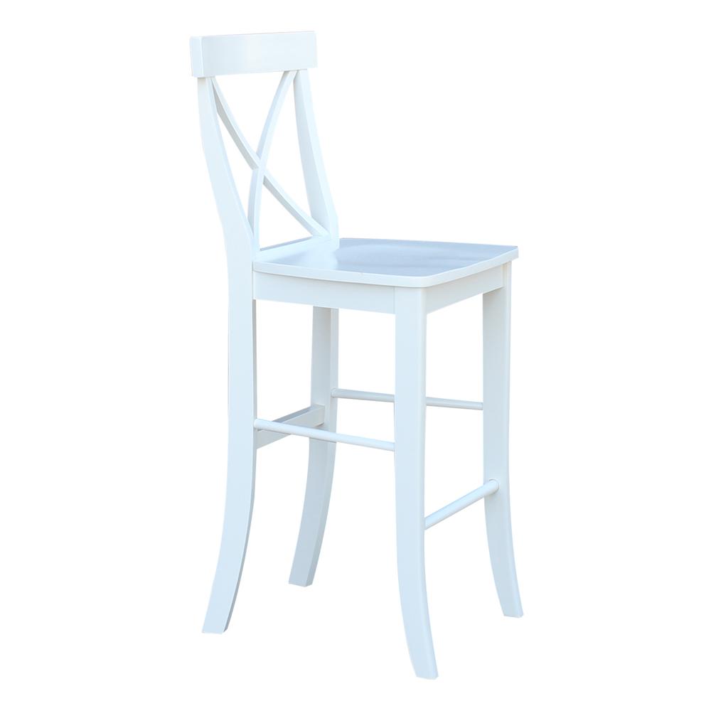 X-Back Bar height Stool - 30" Seat Height, White. Picture 8