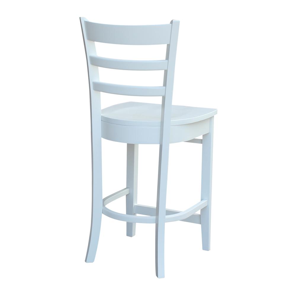 Emily Counter height Stool - 24" Seat Height, White. Picture 1