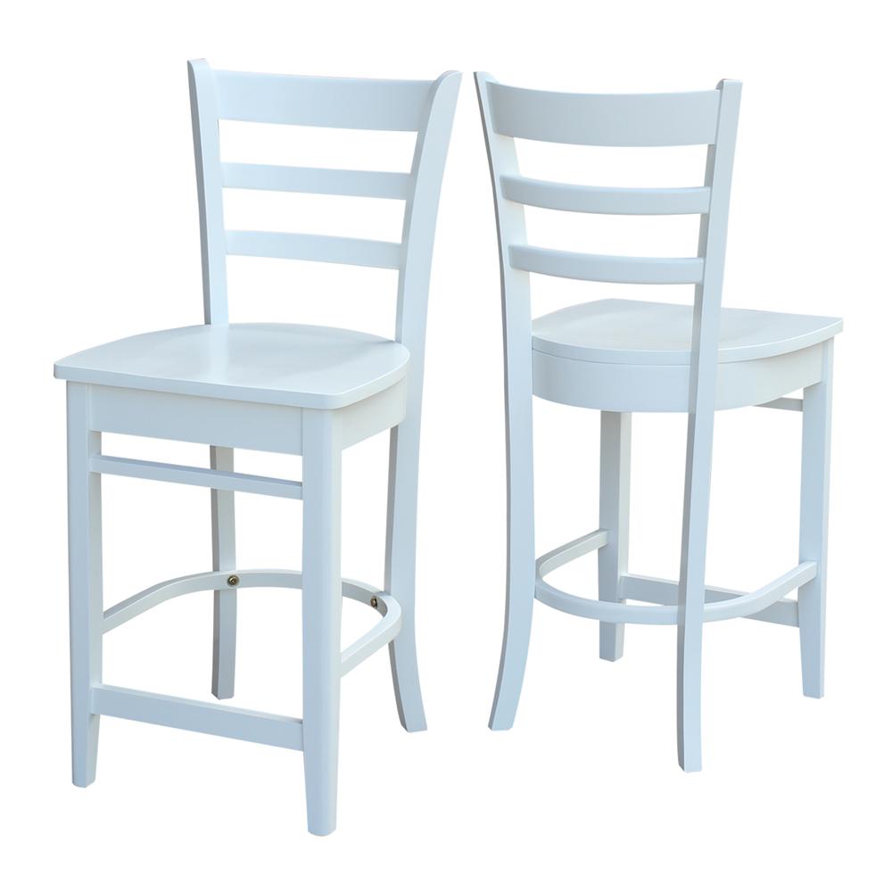 Emily Counter height Stool - 24" Seat Height, White. Picture 2