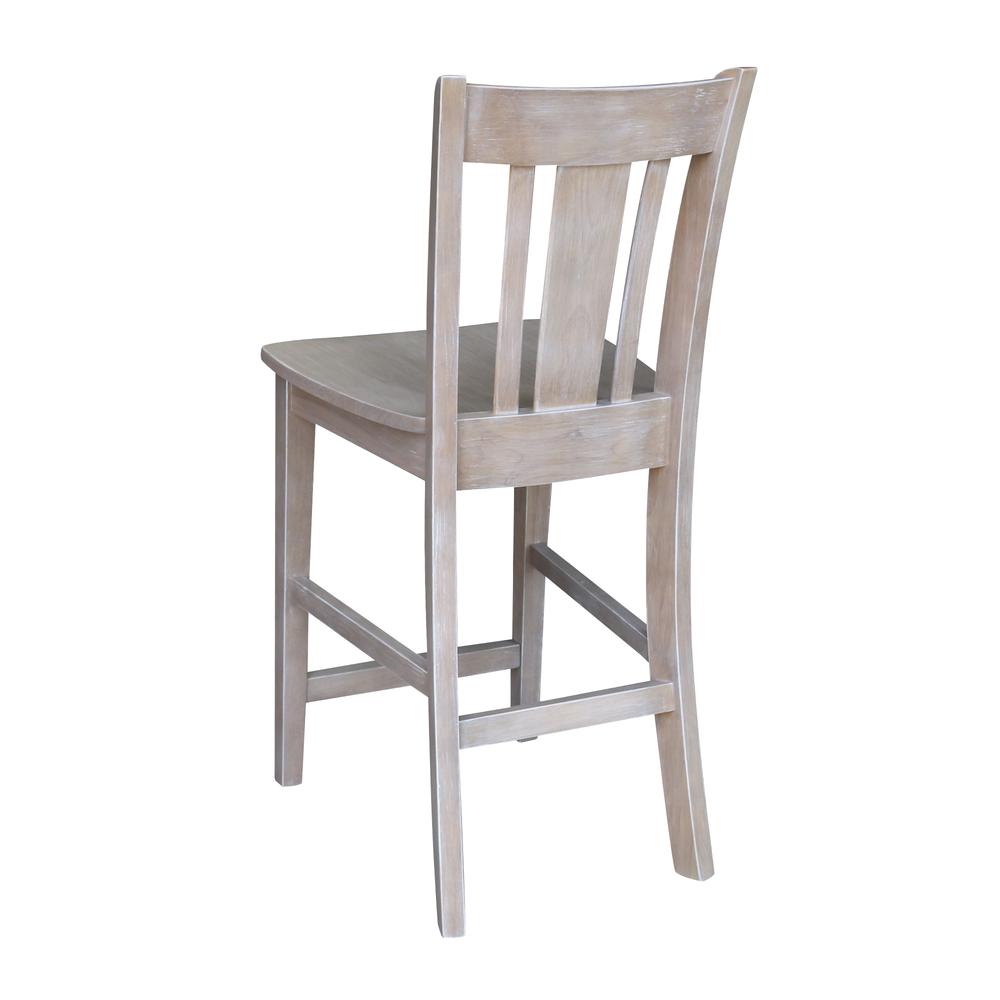 San Remo Counter height Stool - 24" Seat Height, Washed Gray Taupe. Picture 1