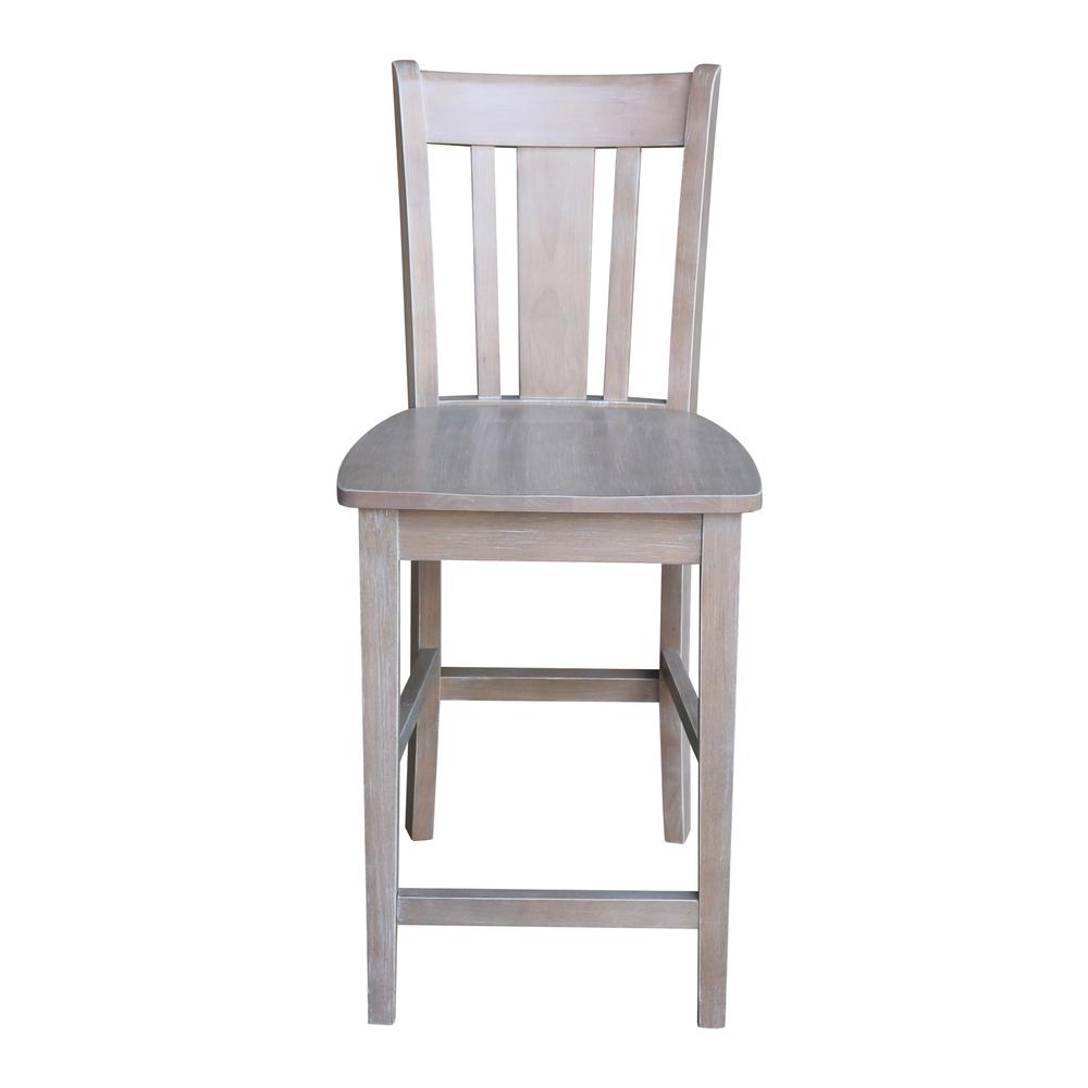 San Remo Counter height Stool - 24" Seat Height, Washed Gray Taupe. Picture 4