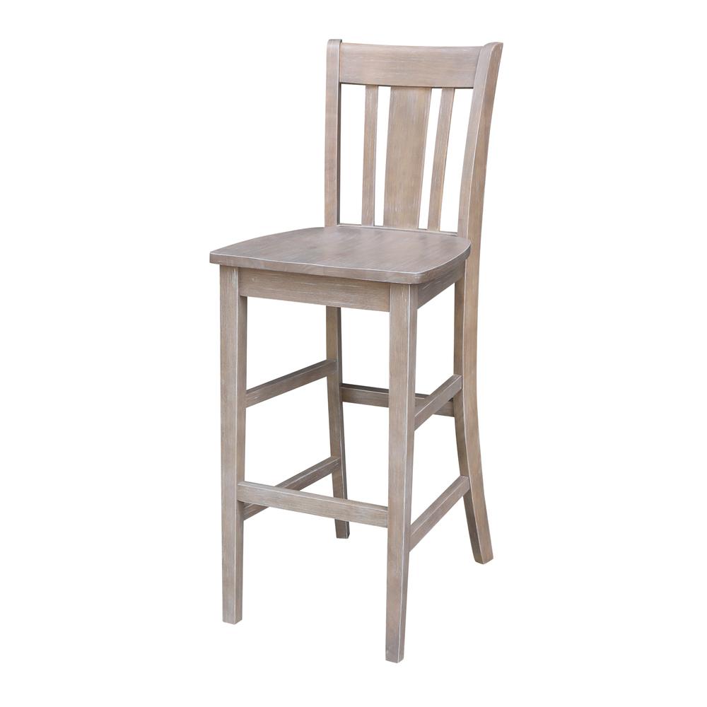 San Remo Bar height Stool - 30" Seat Height, Washed Gray Taupe. Picture 8