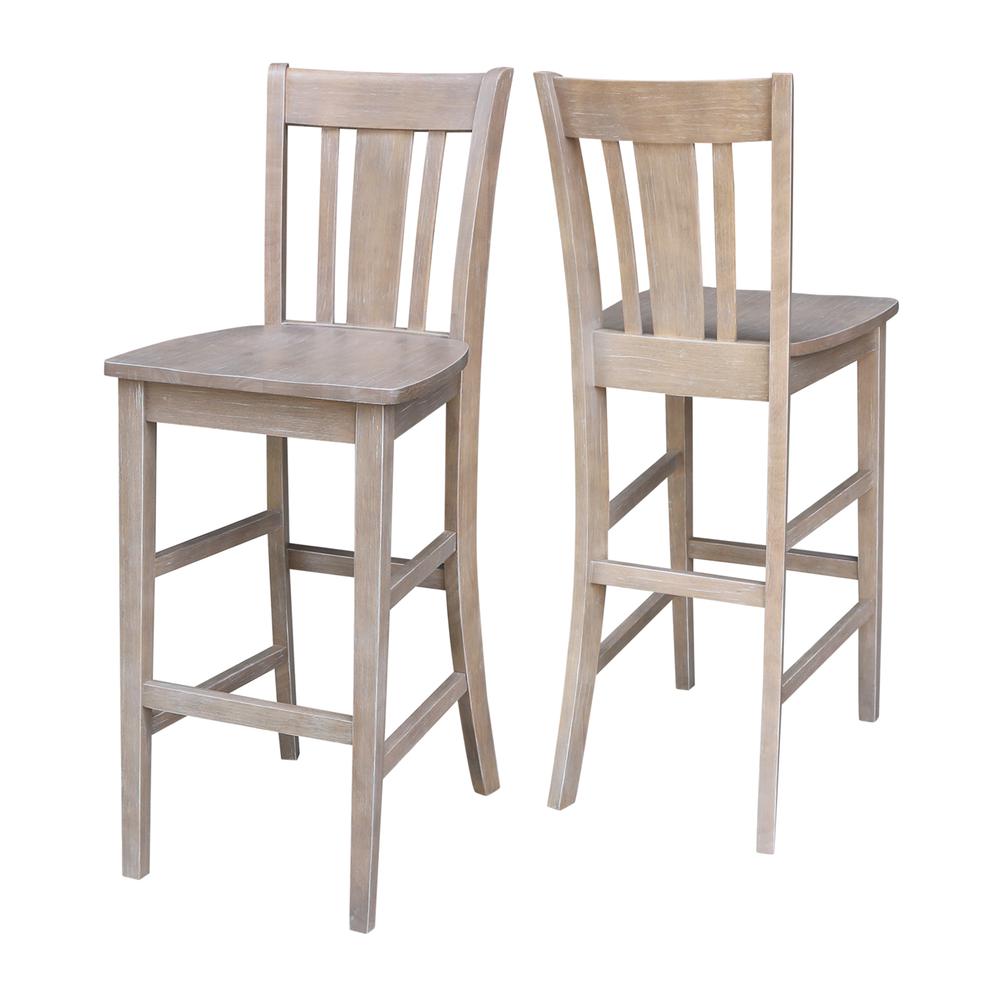 San Remo Bar height Stool - 30" Seat Height, Washed Gray Taupe. Picture 3