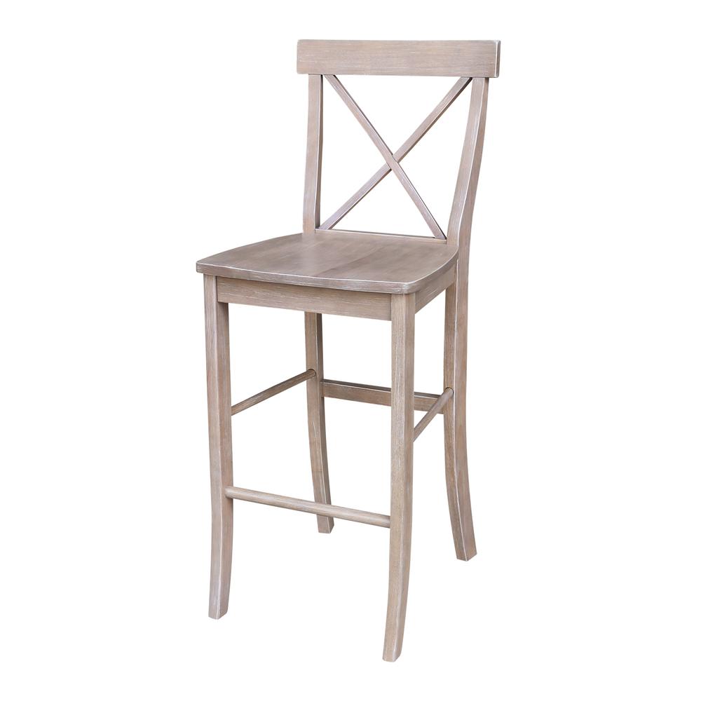 X-Back Bar height Stool - 30" Seat Height, Washed Gray Taupe. Picture 9
