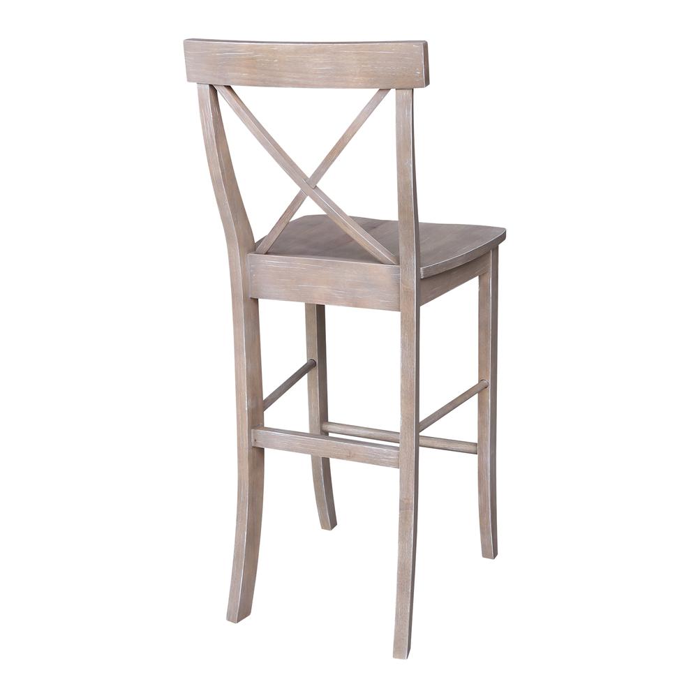 X-Back Bar height Stool - 30" Seat Height, Washed Gray Taupe. Picture 1