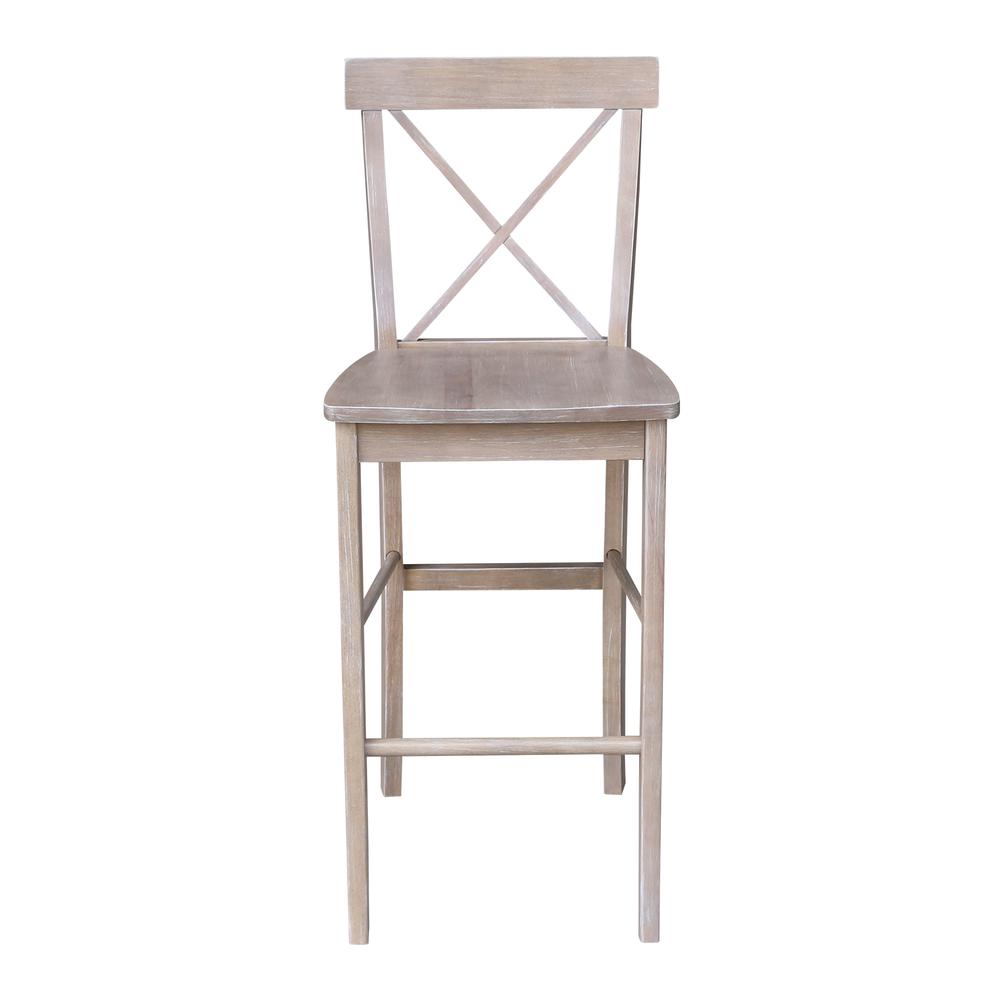 X-Back Bar height Stool - 30" Seat Height, Washed Gray Taupe. Picture 5