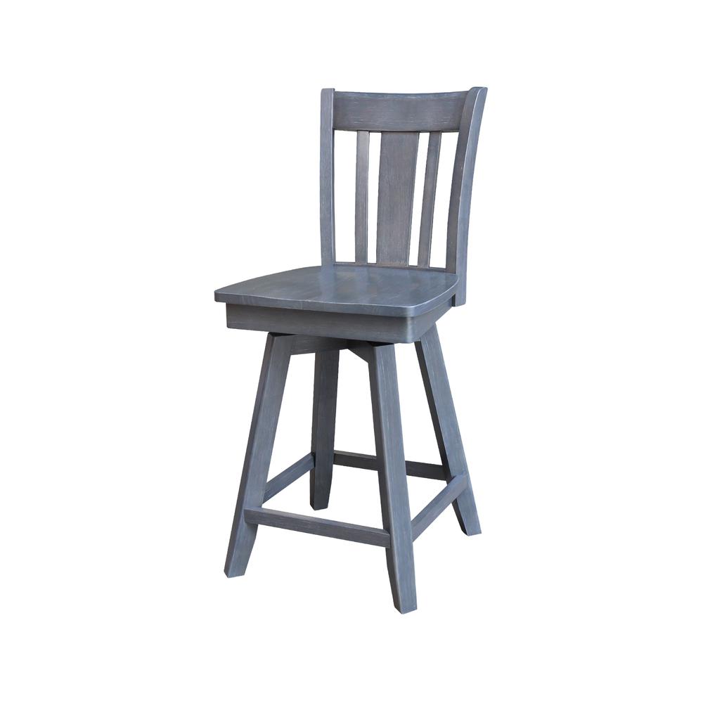 San Remo Counter Height Stool with 24 in. H Swivel Seat in Heather Gray. Picture 1