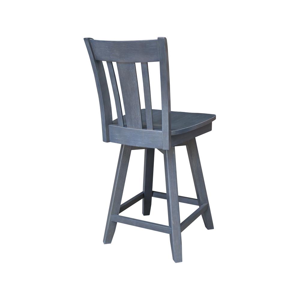 San Remo Counter Height Stool with 24 in. H Swivel Seat in Heather Gray. Picture 6