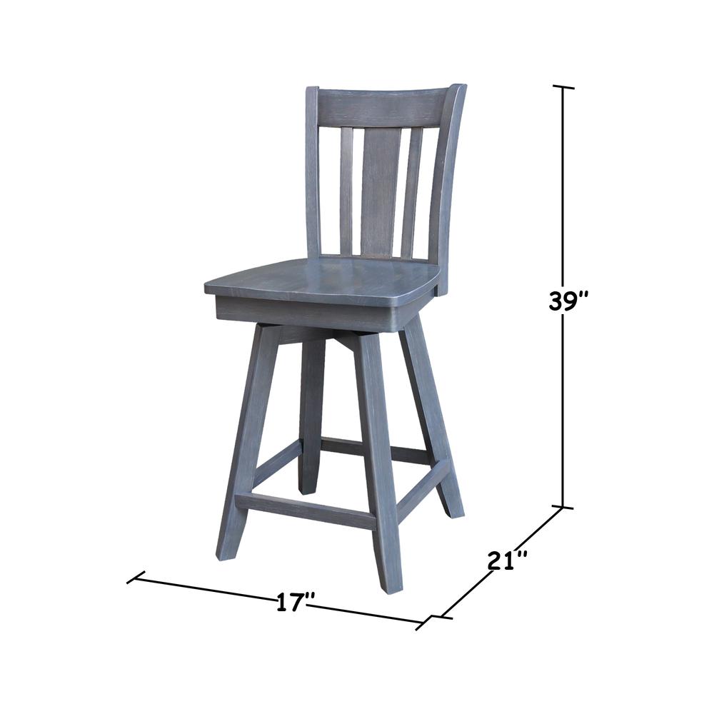 San Remo Counter Height Stool with 24 in. H Swivel Seat in Heather Gray. Picture 12