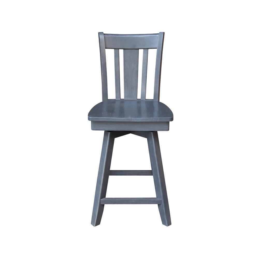 San Remo Counter Height Stool with 24 in. H Swivel Seat in Heather Gray. Picture 3
