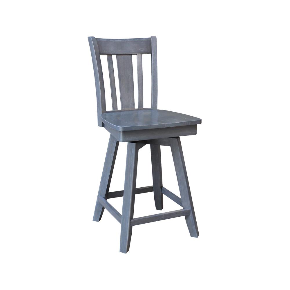 San Remo Counter Height Stool with 24 in. H Swivel Seat in Heather Gray. Picture 4