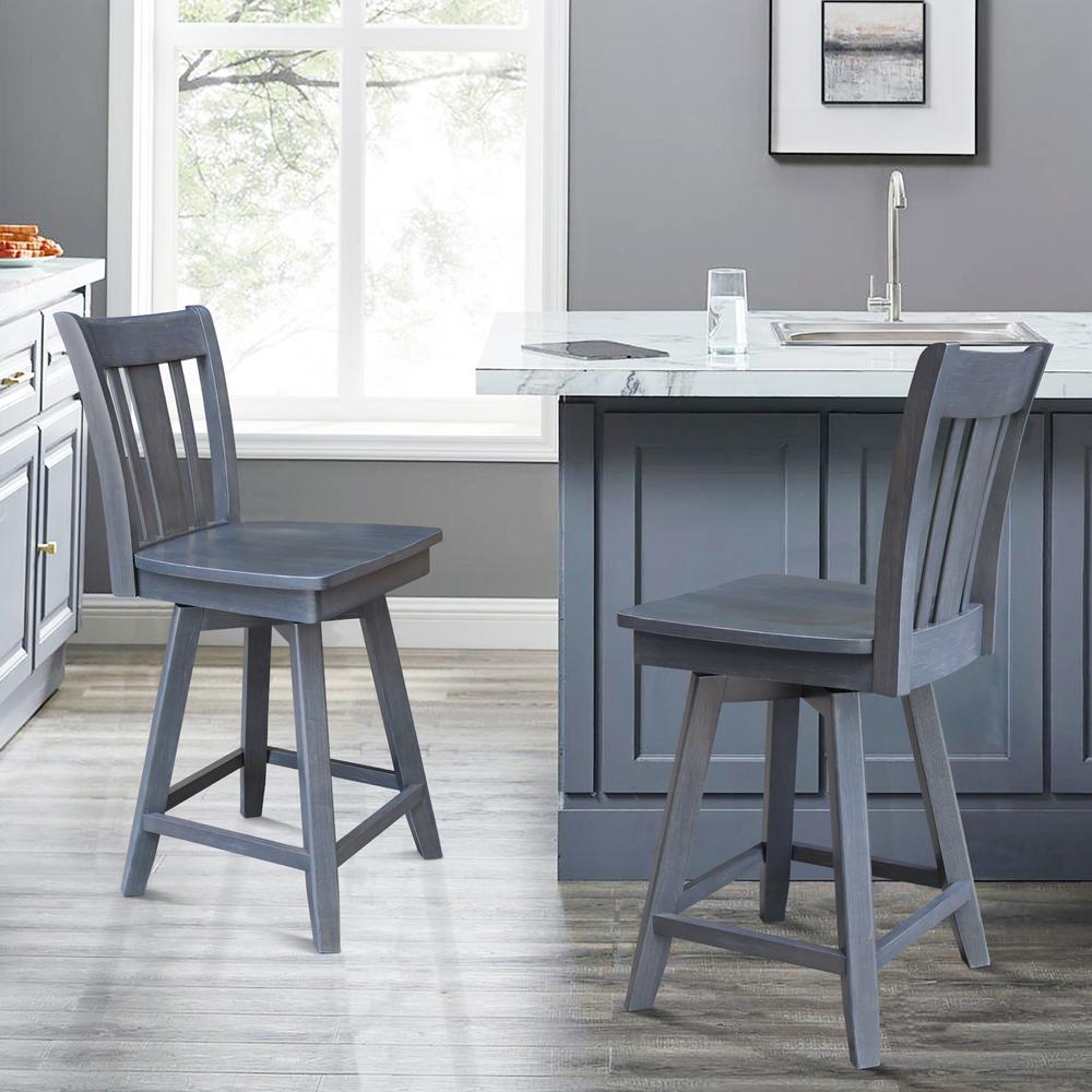 San Remo Counter Height Stool with 24 in. H Swivel Seat in Heather Gray. Picture 2