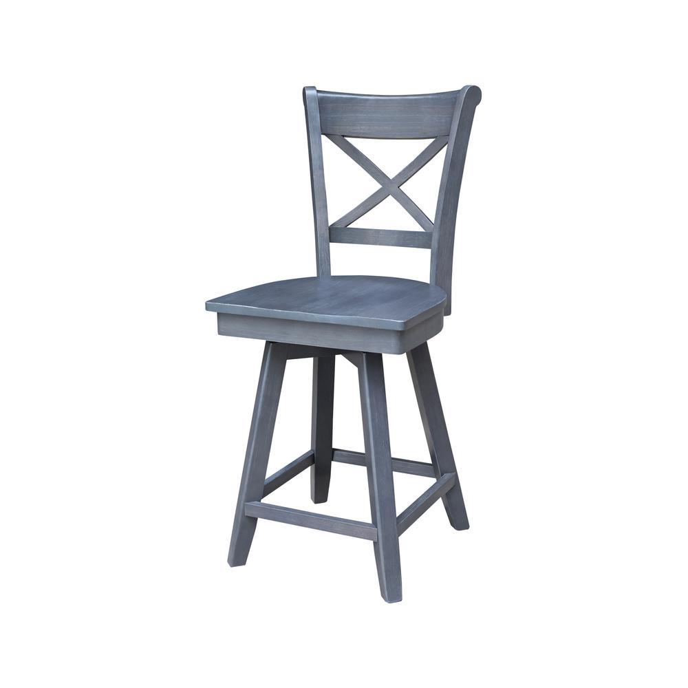 Charlotte Counter Height Stool with 24 in. H Swivel Seat in Heather Gray. Picture 1
