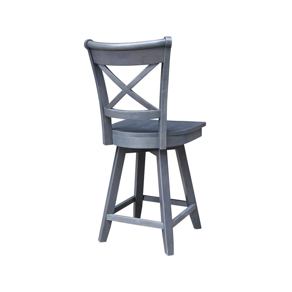 Charlotte Counter Height Stool with 24 in. H Swivel Seat in Heather Gray. Picture 6