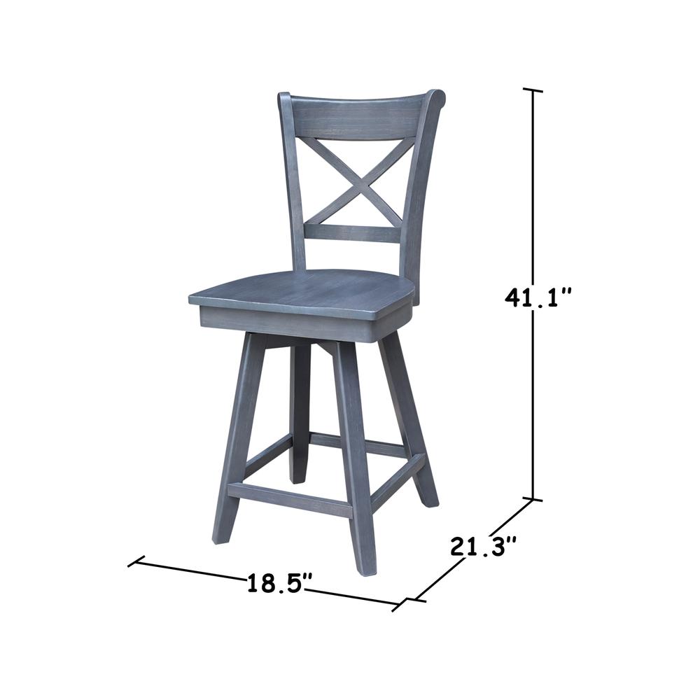 Charlotte Counter Height Stool with 24 in. H Swivel Seat in Heather Gray. Picture 12