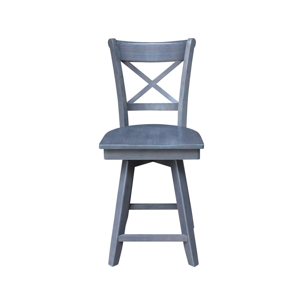 Charlotte Counter Height Stool with 24 in. H Swivel Seat in Heather Gray. Picture 3