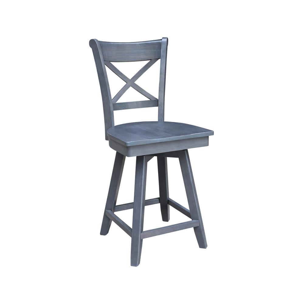 Charlotte Counter Height Stool with 24 in. H Swivel Seat in Heather Gray. Picture 4