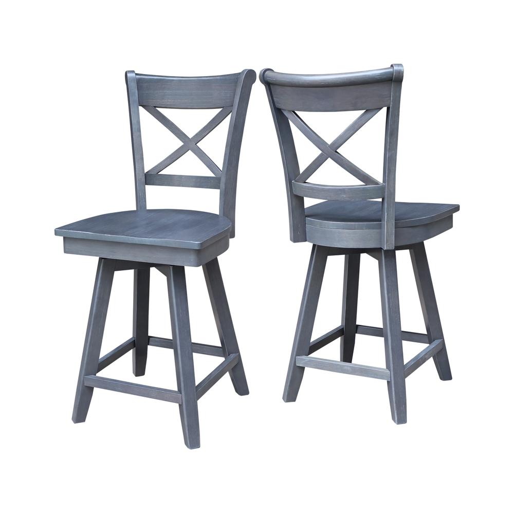 Charlotte Counter Height Stool with 24 in. H Swivel Seat in Heather Gray. Picture 7