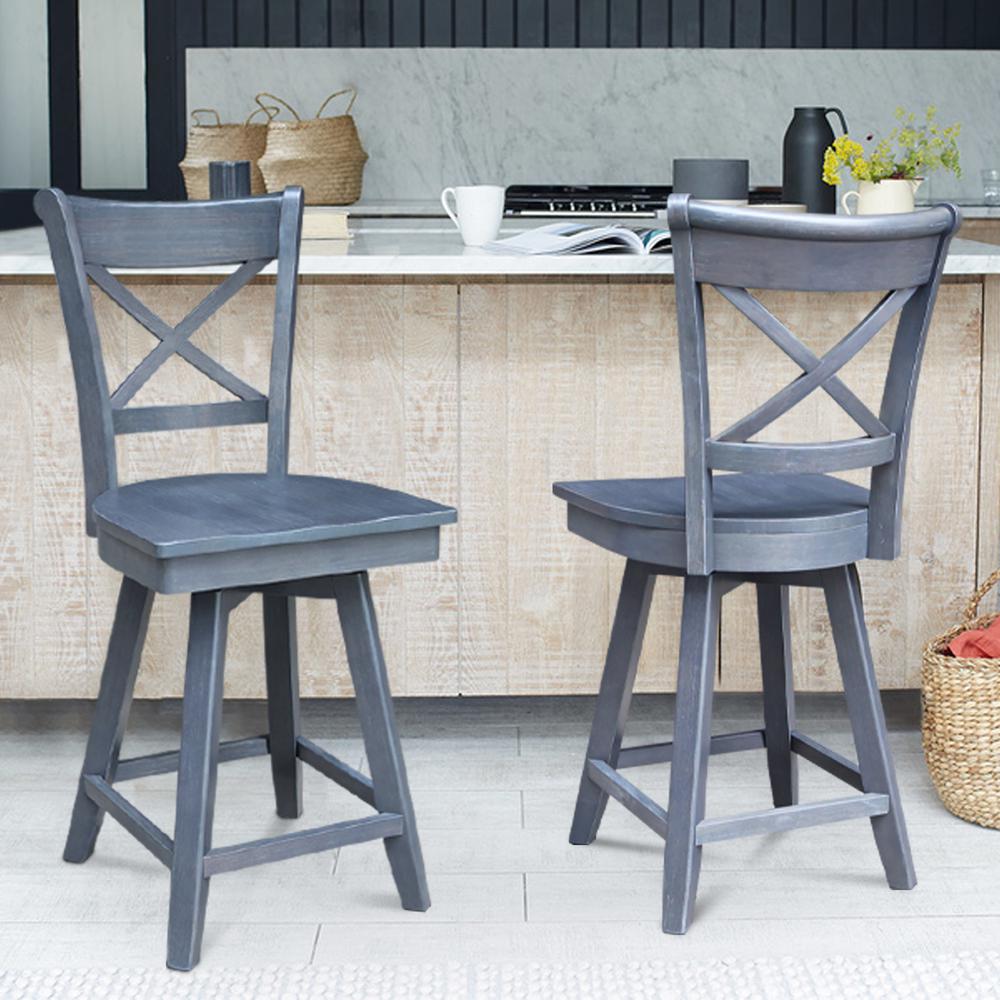 Charlotte Counter Height Stool with 24 in. H Swivel Seat in Heather Gray. Picture 2