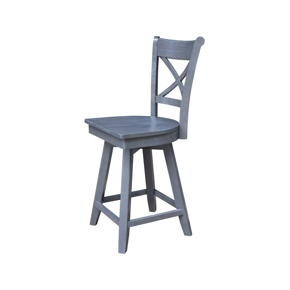 Charlotte Counter Height Stool with 24 in. H Swivel Seat in Heather Gray. Picture 5